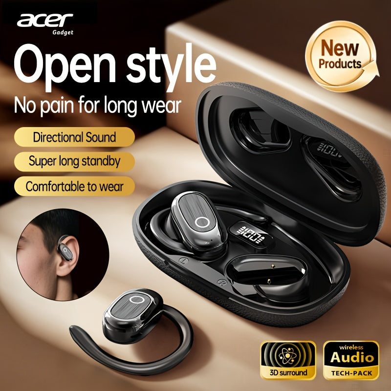 [Acer 2025 New Model] TWS Wireless Earbuds, Deep Bass Stereo And Call Noise Reduction, Ultra- for Long Battery Life for Sports And Running, Hook Design, Low Latency Gaming Mode, HIFI Sound, Lightweight Touch Control, Classic Retro Style