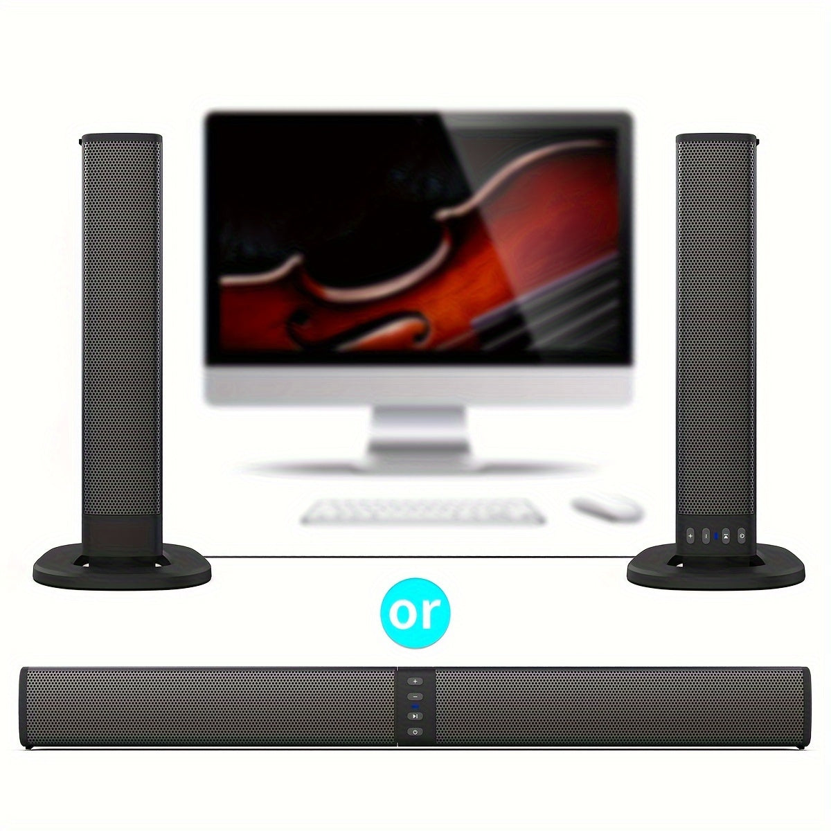 [Home Theater Sound Bar] Sound Bar with Subwoofer, Home Theater Wireless Surround Sound PA System with 2/4 Subwoofers, Hi-Fi Computer Game Auxiliary Audio Output Sound Bar Speaker, Supports AUX, USB, TF Card, TWS And FM Audio Input