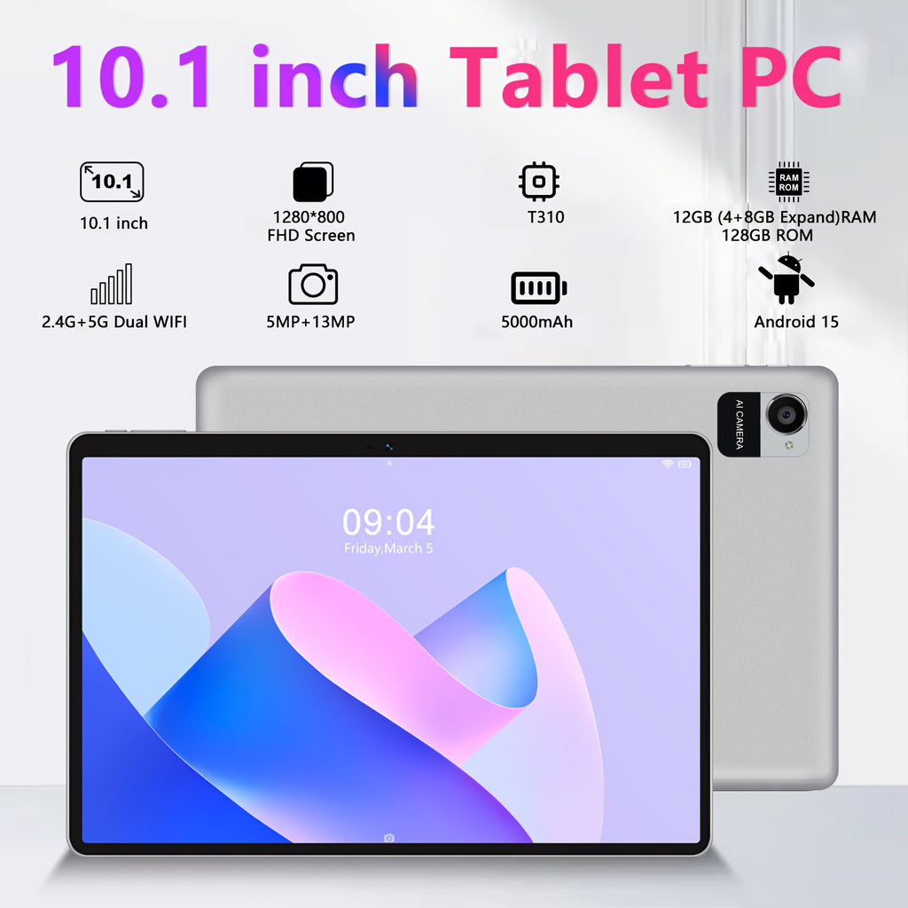 CRELANDER 10. 1 Inch Android 15 Tablet | 2in1 Tablet with Wireless Keyboard, Mouse, Case, Stylus, 128GB ROM, 12GB RAM, 1TB Expandable, Dual Camera, Quad Core Processor, 2. 4+5G Wi-Fi, IPS HD Display, GMS Tab Tablet PC, Tablet, Pad