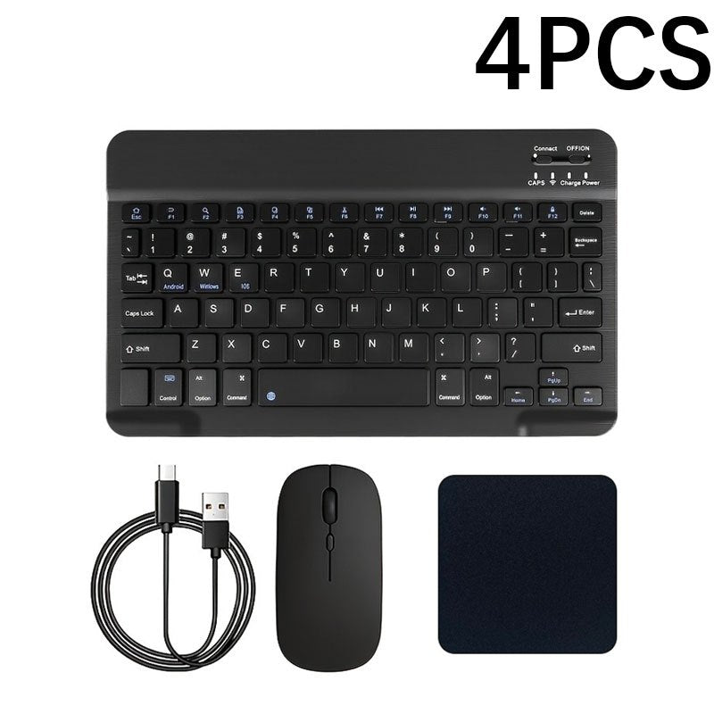 4pcs Portable Wireless Keyboard and Mouse - Quiet Rechargeable Wireless-Compatible (for /) Computer Keyboards with USB- Mouse Pad Suitable for Phones, Tablets, PCs, Smartphones & Tablets - Ideal for Travel & Office Use