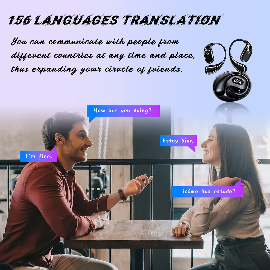 AI Language Translator Earbuds, OWS Real-Time 3-in-1 Translation Earbuds 156 Languages & Accents, Translation Device for Travel Business Learning, Bluetooth 5.1 Bluetooth Earbuds, Headphones, Audifonos, Openearbuds