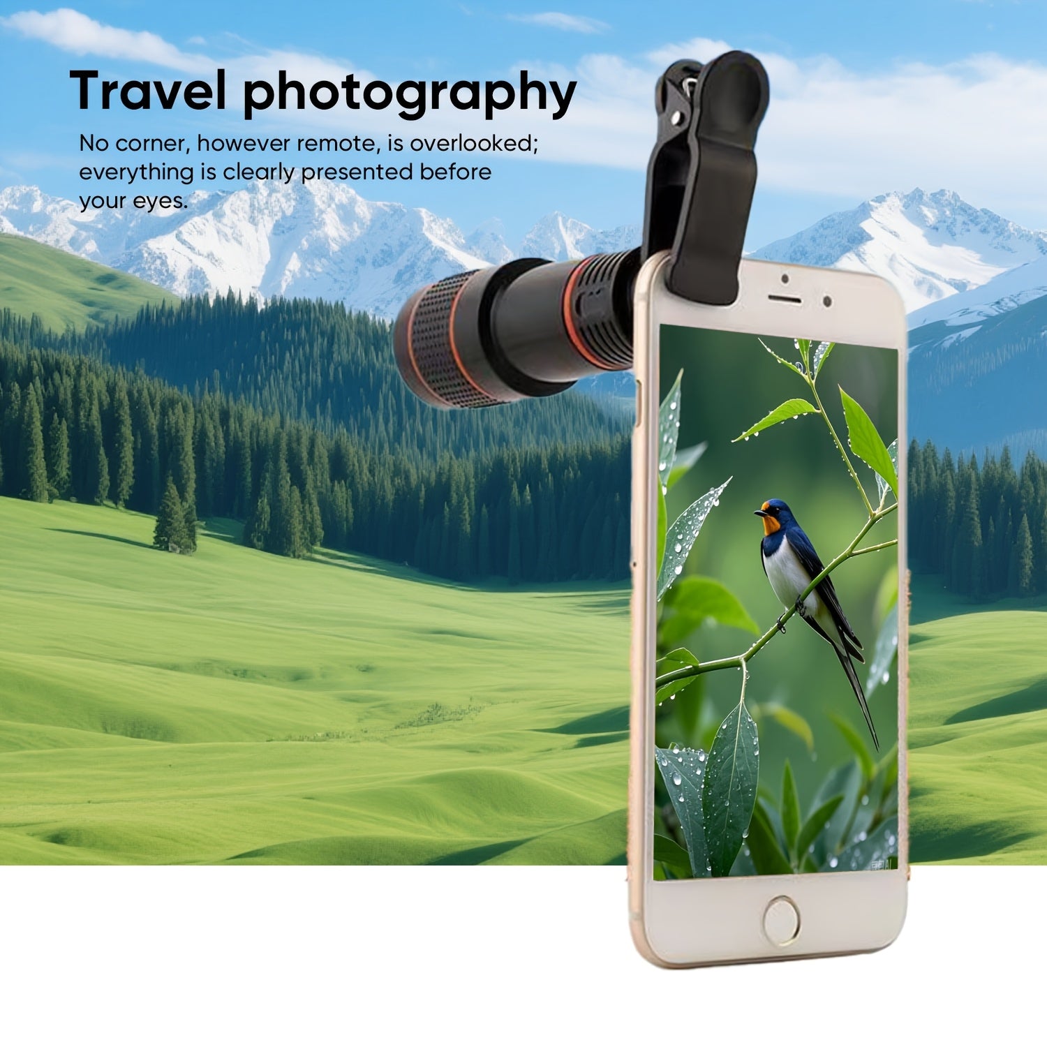 [HD Zoom Lens] Portable Telephoto Lens, Professional Mobile Lens, HD Zoom, Wide-Angle and Telephoto in One, High-Quality Optical Lenses, Compatible with Most Smartphones for Travel & Photography, Sleek Design, Precision Focus Lens