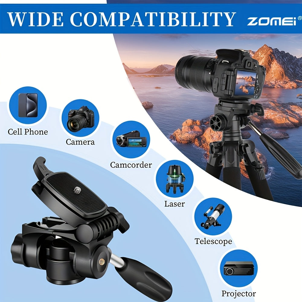 65 Inch Professional Heavy Duty Camera Mount, Extendable Aluminum Alloy Tripod Stand with Phone Clip, Carry Bag, Professional Travel Photography Camera Tripod for SLR Camera, Phone, Projector, Spotting Scopes, Webcam