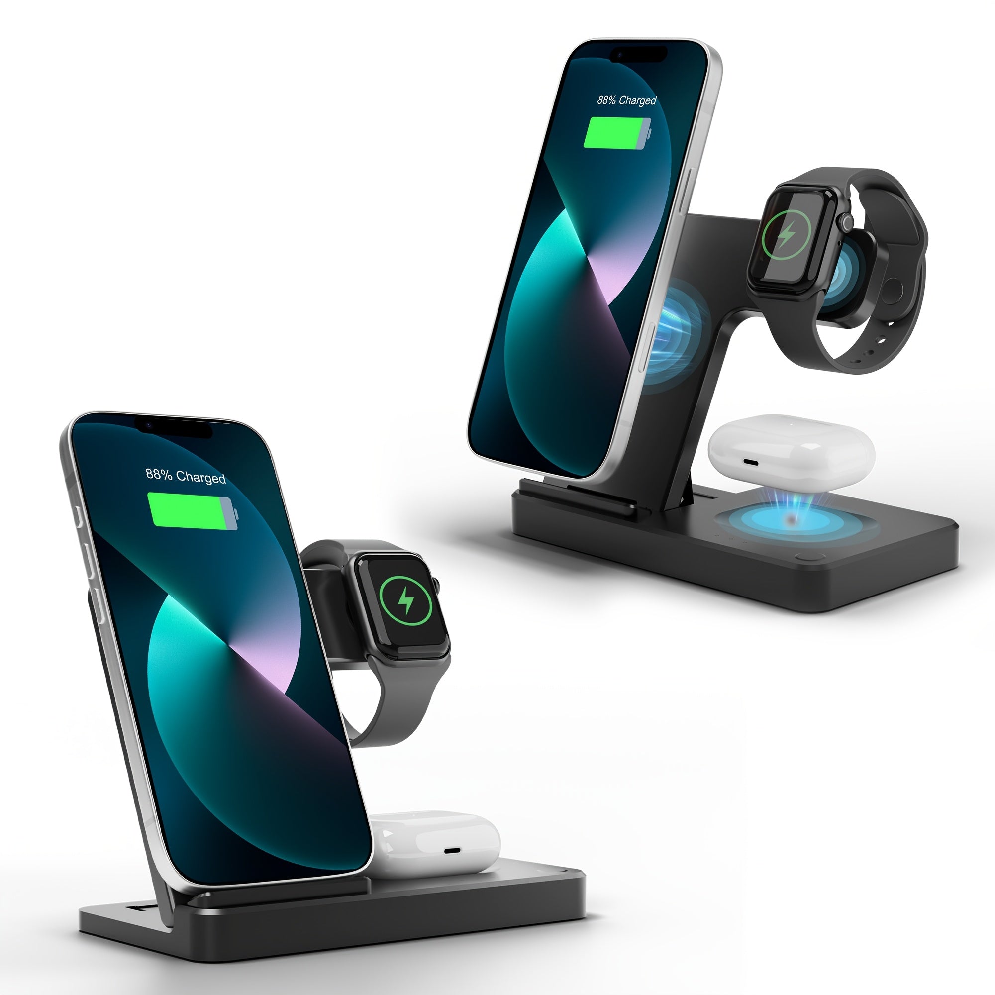 Wireless Charging Station 3 in 1 Standard 15W for Mag-Safe Fast Wireless Charger Stand, for Iphone 17 16 15 14 13 12 11 X 8 Pro Max/Pro/Mini/Plus, for Iwatch Ultra 10/9/8 7/6/5/4/3/2 SE, for Airpods 4/3/2/Pro/Pro2, Halloween/Christmas/Birthday Gift