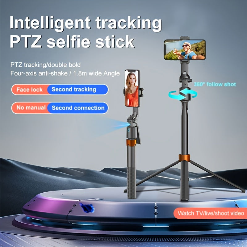 QAML 2025 NEW Q13 Aluminum Alloy Selfie Stick Tripod with 360° Face Recognition, Multi-Function Phone Holder with Remote, Extendable Travel Stand for iPhone, Android, Camera, Live Streaming, Video Platforms Vertical Adjustment for iPhone & Xiaomi Smartpho