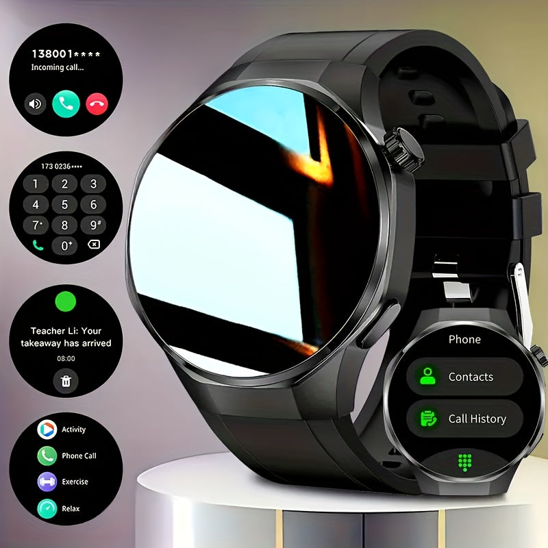 [Valentine's Day Gift] Valentine's Day Gift: Men's Smartwatch - HD TFT Display, Hexagonal Bezel, Wireless Calling & Messaging, 150+ Sports Modes, Dynamic Activity Tracker, Weather Alerts, Android/iOS Compatible (Black Silicone Strap), Activity Monitoring,