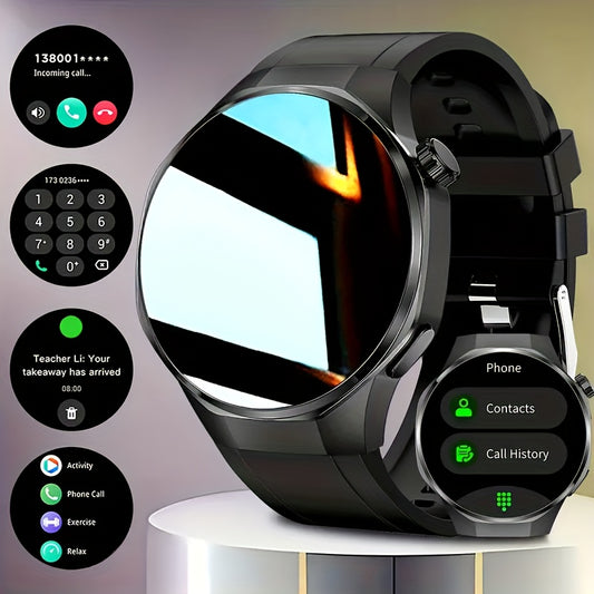 [Valentine's Day Gift] Valentine's Day Gift: Men's Smartwatch - HD TFT Display, Hexagonal Bezel, Wireless Calling & Messaging, 150+ Sports Modes, Dynamic Activity Tracker, Weather Alerts, Android/iOS Compatible (Black Silicone Strap), Activity Monitoring,