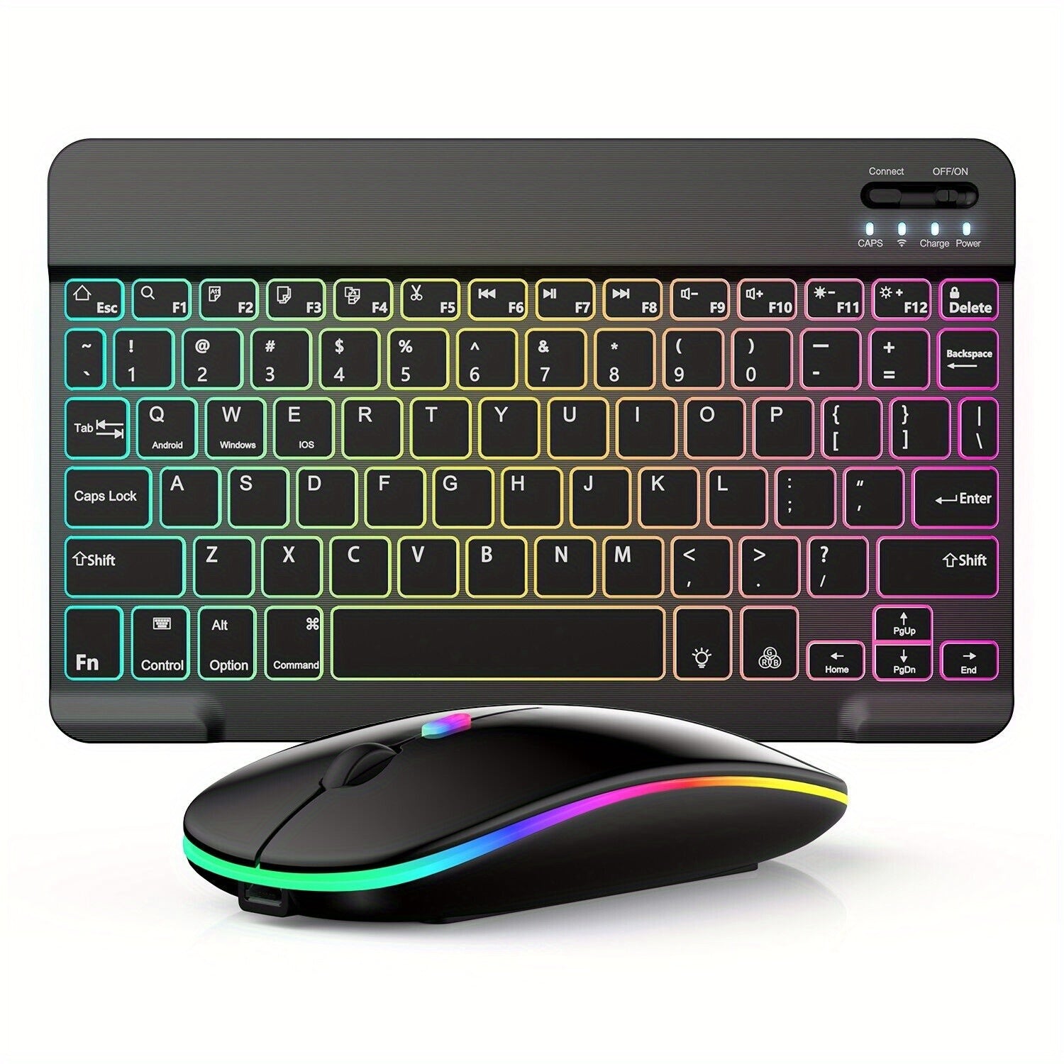 10-Inch Wireless RGB Backlit Gaming Keyboard and Mouse Set, Portable Keyboard Mouse and Mouse Pad Combo for PC iOS Android Tablets and Computers