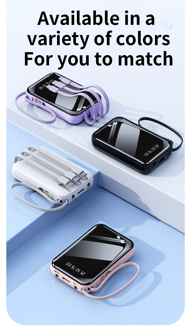 Portable Large Capacity Mobile Power Bank, Spare Battery Pack, Fast Charging, Built-in Intelligent Digital Display Of Power/multiple Data Cables/flashlight, Outdoor Portable Emergency Power Supply Device, Gift For Relatives And Friends