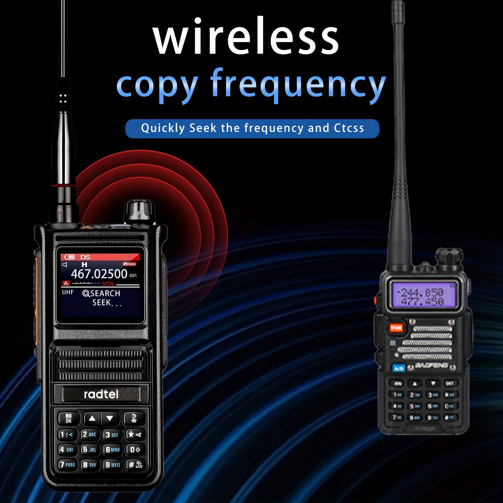 Radtel RT-470X JC-8810 Tri-Band Radio Walkie Talkies 256CH Aviation Air Band Two Way Radio NOAA Marine Long Range Handheld Transceiver USB-C, Wireless Copy Frequency