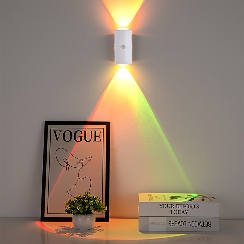 [2/4pcs RGB Motion Sensor Lights] Rechargeable LED Wall Lights with Motion Detection | Magnetic RGB Night Lights, Adjustable RGB Gradient Ambient Lighting, Battery Operated, Ideal for Bedroom, Living Room, And Cabinet Decoration
