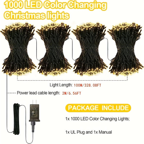 1000 LED 328Ft String Lights - Warm White Twinkle Fairy Lights with 8 Modes, Gypsophila Light String Perfect for Garden, Patio, And Party Lighting Decorations