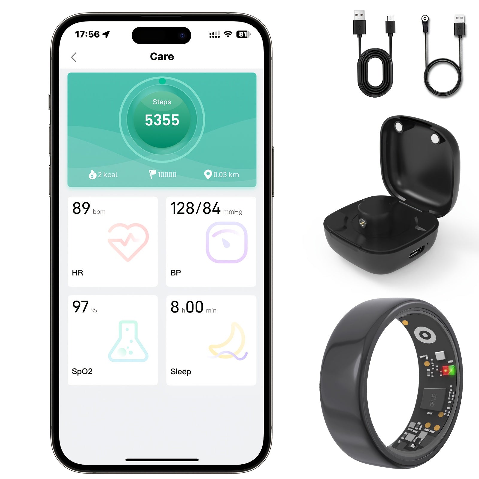 Upgraded Smart Ring for Women and Men, Smart Health Ring with Charging Case - Fitness Ring, Fitness Tracker with Sleep Tracker, Step Tracker, Distance Monitoring for iPhone and Android, Gifts for Families and Friends, Ideal Valentine's