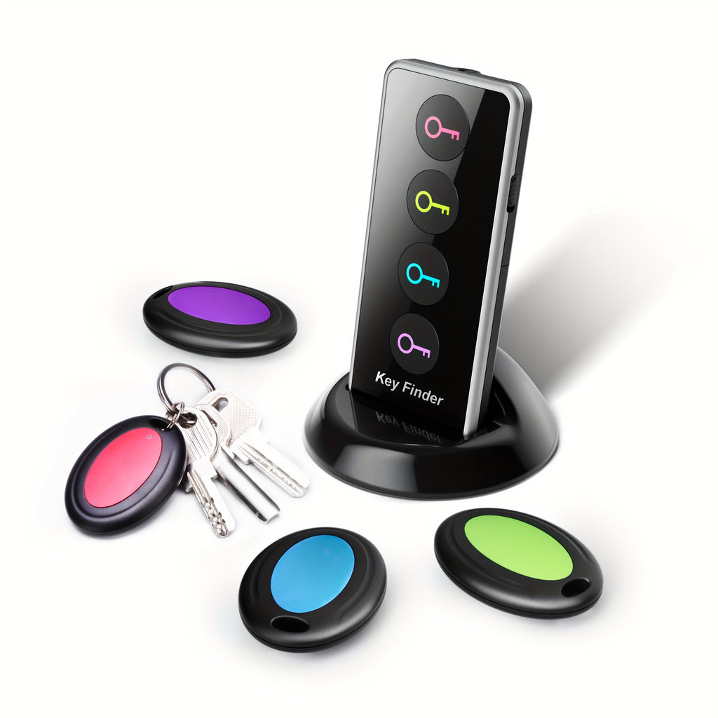 Wireless Key Finder With LED Light (131ft Range) - Easy-to-Use For Seniors - Locate Keys, Phones, Wallets, And TV Remotes - 4 Receivers, No App Required - Includes Batteries.