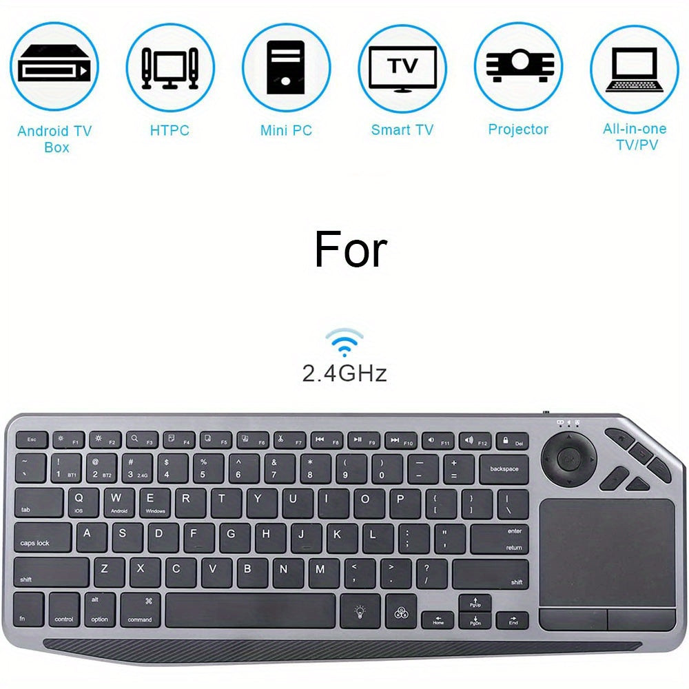Wireless 2. 4G Wireless Touch Dual-Mode Keyboard Computer Tablet Smart TV Keyboard Multimedia Hot Key Keyboard Colorful Luminous Keyboard
