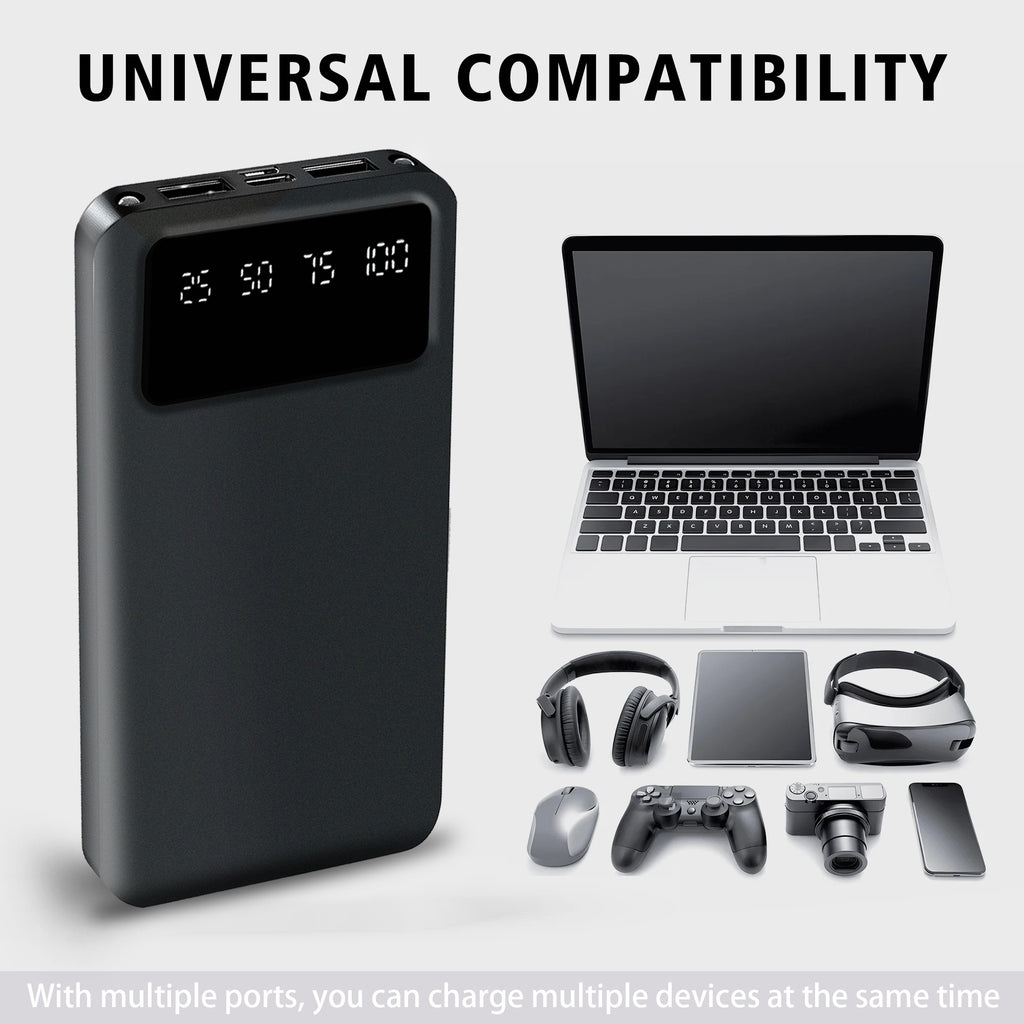 Large Capacity Mobile Power Supply 20000Mah, 5V2.1A Portable USB Charger, LED And Digital Display, for Ios/ Android Devices, 2Xusb Output, Type-C/ Micro Input, Safe And Stable Polymer Lithium Battery