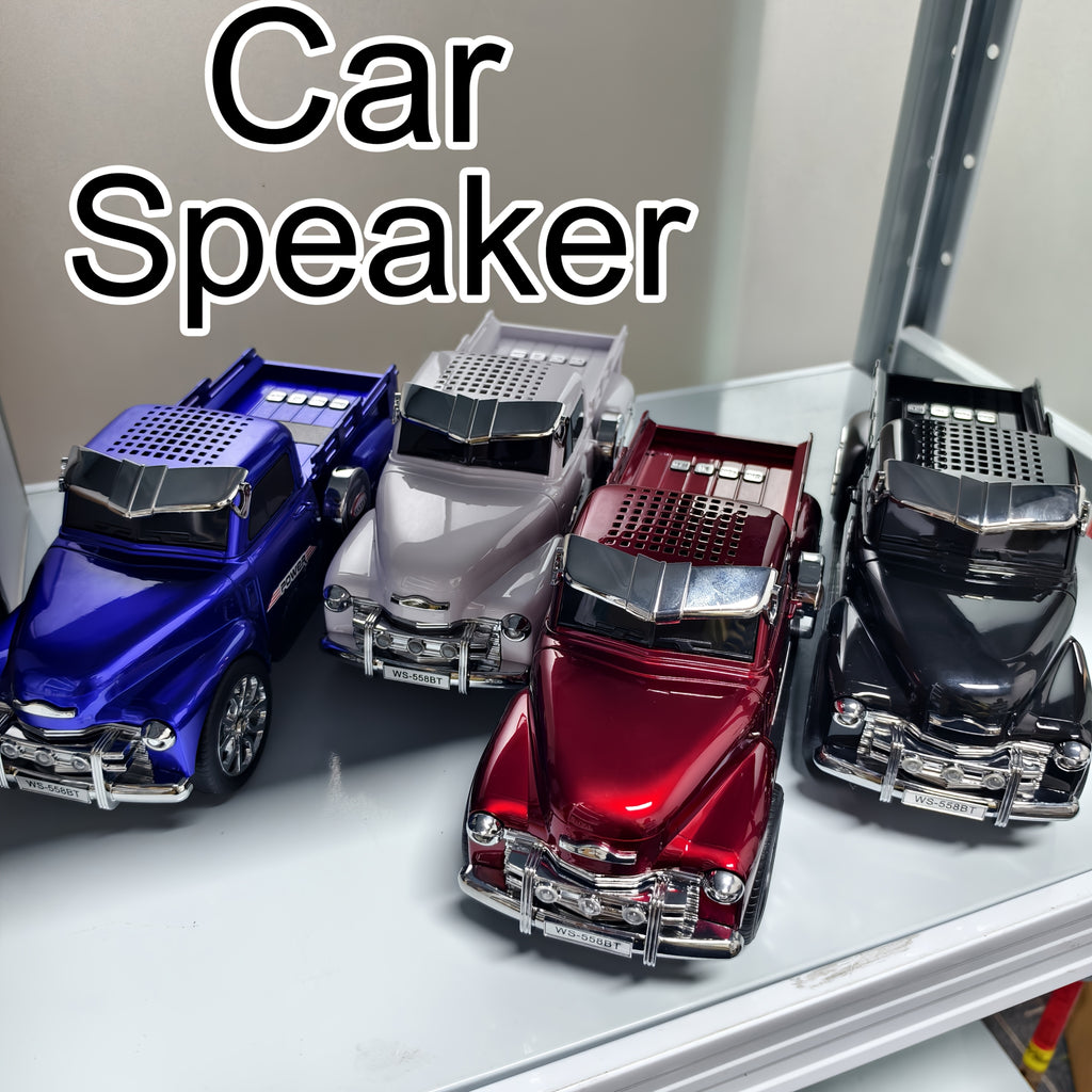 Portable Car-Shaped Wireless Speaker with TWS Stereo Sound, USB/FM/TF/Wireless/AUX, Compatible for Smartphones Tablets PC, USB, Bass for, Outdoor, Car Audio, Holiday Gifts for