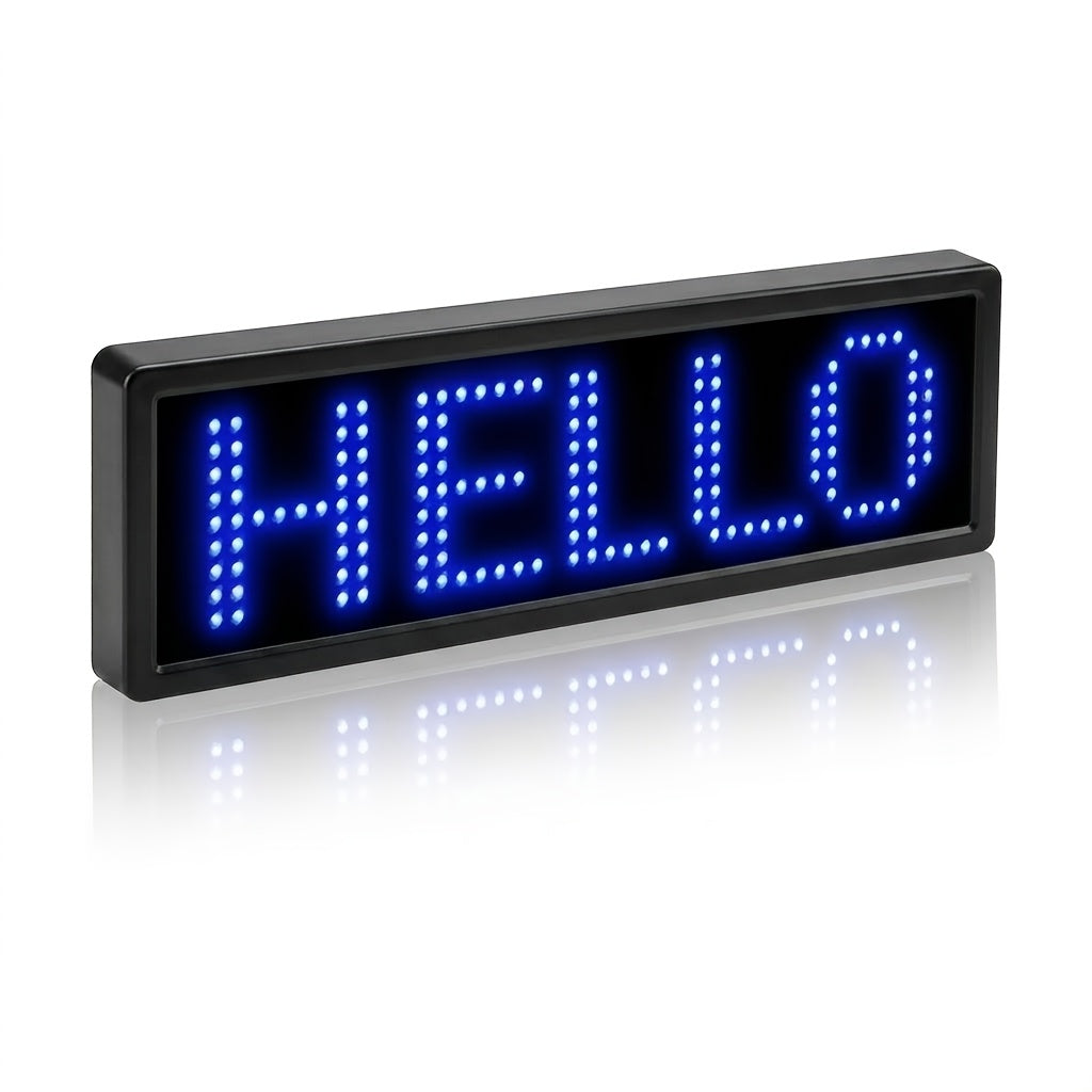 [Portable Signage] Wireless App-Controlled LED Badge with Programming - Rechargeable Scrolling Text/Logo, 48x12 Pixel Dynamic Display for Parties, Trade Shows, Events - Portable Signage Suitable for Restaurants, Shops, Hotels, Gifts