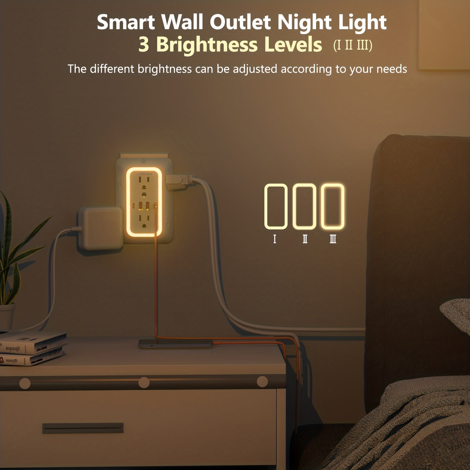 10-in-1 USB Wall Charger, Multi-Plug Wall Outlet Surge Protector, 6-Outlet AC Extender with 4 USB Charging Ports, 3-Sided 1050J Power Strip Multi-Plug Adapter for Home, Travel, Office (2A/2C), Total USB Output: 5V/3.1A, Multi-Plug Outlet for College