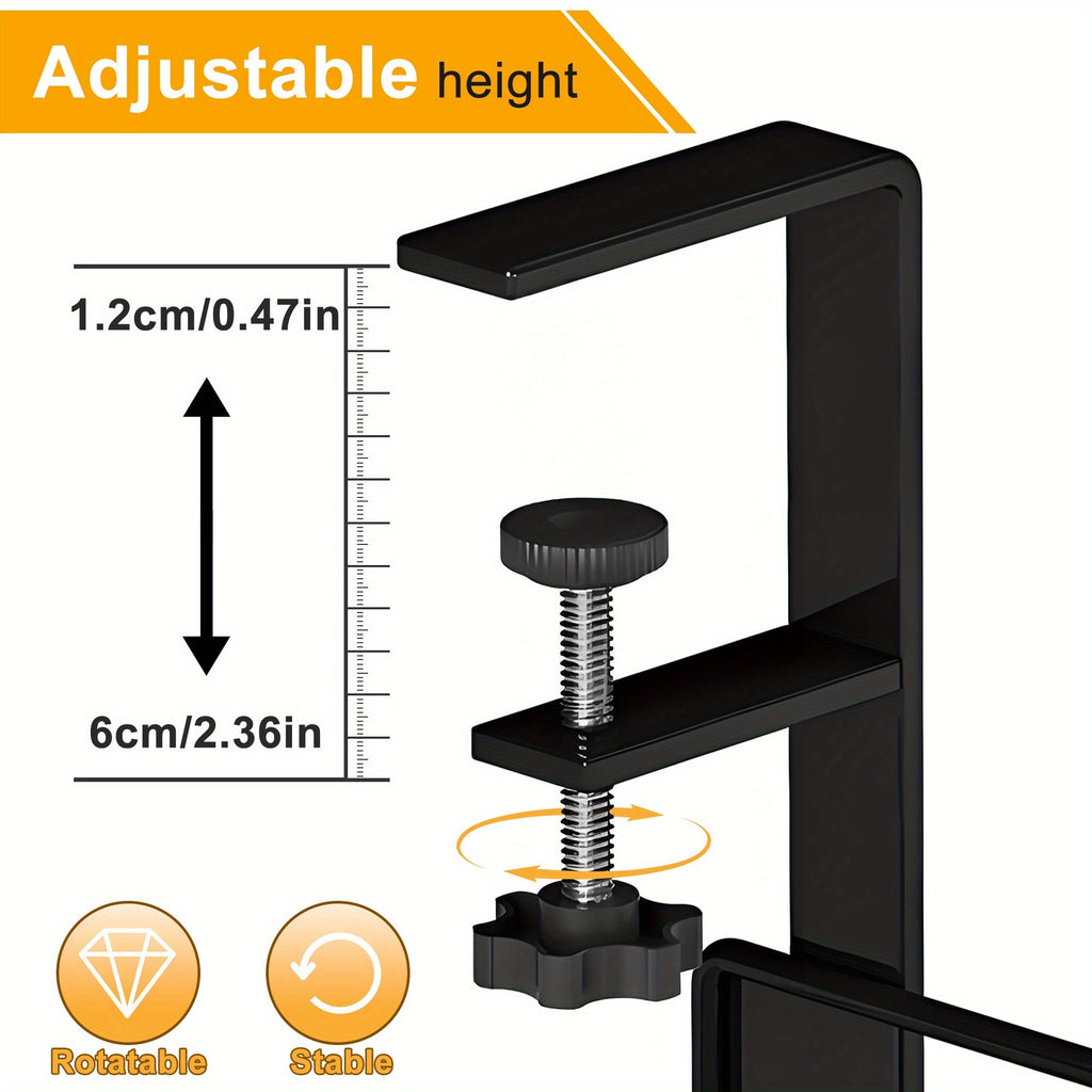[No Drill Cable Tray] Upgraded No Drill No Screws Under Desk Cable Management Tray with Clamp | Wire Organizers, Computer Cord Rack for Office, Home - No Damage to Desk, Black