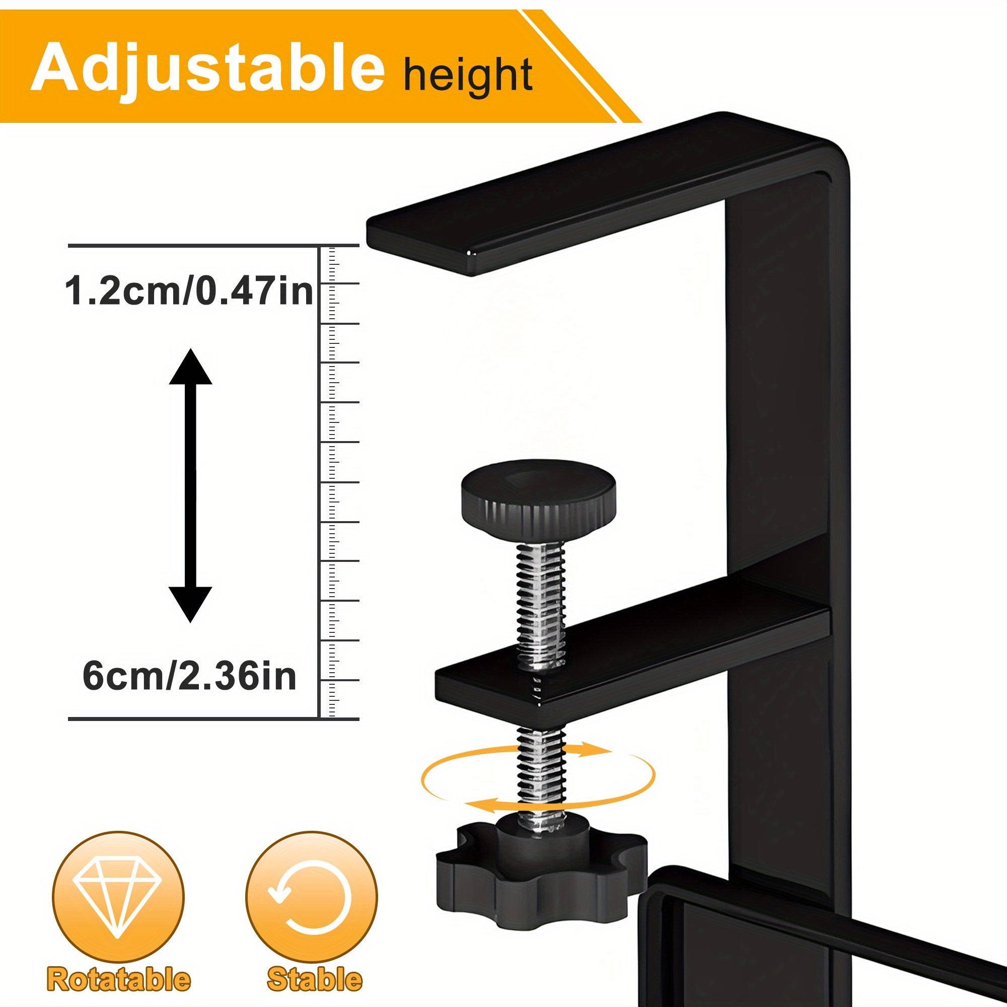 [No Drill Cable Tray] Upgraded No Drill No Screws Under Desk Cable Management Tray with Clamp | Wire Organizers, Computer Cord Rack for Office, Home - No Damage to Desk, Black