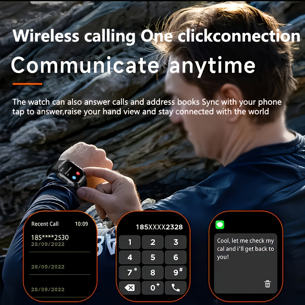 Large-Screen Smartwatch Compatible for iPhone & Android, Wireless Smartwatch with Wireless Calling/SMS, Fitness Tracker, Remote Camera Control, USB Rechargeable Smartwatch Suitable for Men & Women, Clear Display, Modern Design for Travel Gift