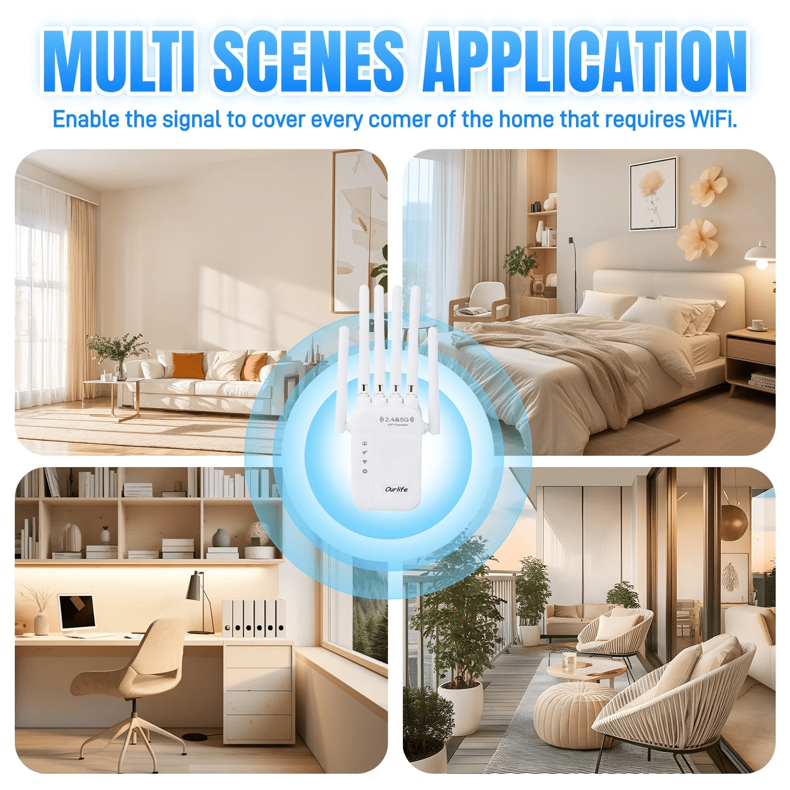 2026 Latest Model Black Ultra-High-Speed Internet, 4 Modes Application Connection, 6 Antenna-Powerful, 6 Gain Antenna, US Standard Plug, More Powerful, Wider Coverage, Extensive Compatibility, Connect Up to 105 Devices Network Coverage Up to