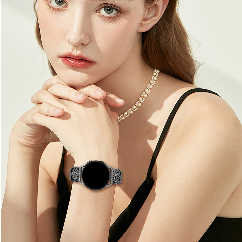 Straps Suitable for Samsung Galaxy Watch 7/6/5/4 44mm 40mm/Galaxy Watch 6 Classic 47mm 43mm/Galaxy Watch 5 Pro/Watch 4 Classic/Watch 3 41mm/Active 2, 20mm Ultra-thin Strap with Designer Carefully Designed Interlocking Buckle Ladies Watch Band.