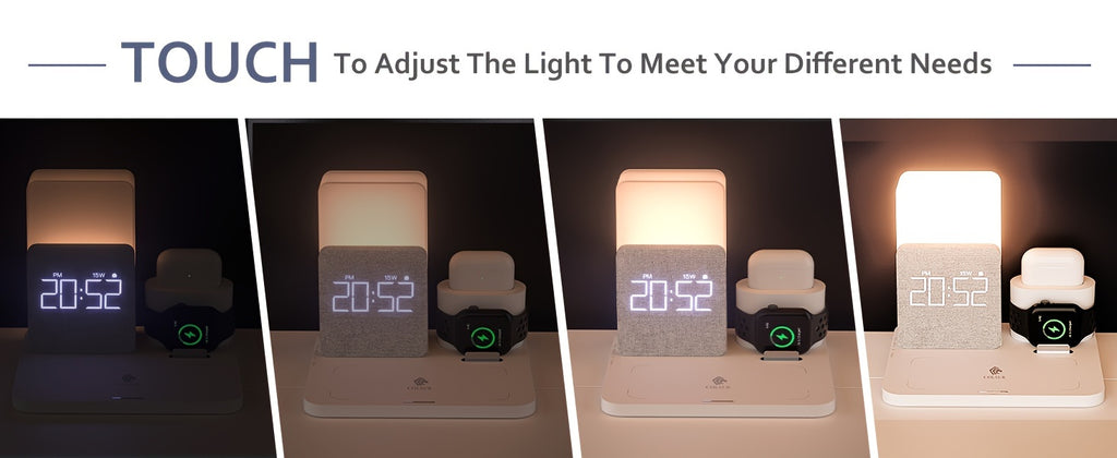 3-In-1 Wireless Charging Alarm Clock for Iphone 15 Wireless Charging Dock for Iphone 12-16 Samsung Bedroom 3 in 1 Charger Alarm Clock Portable Wireless Charging Station with Alarm Clock