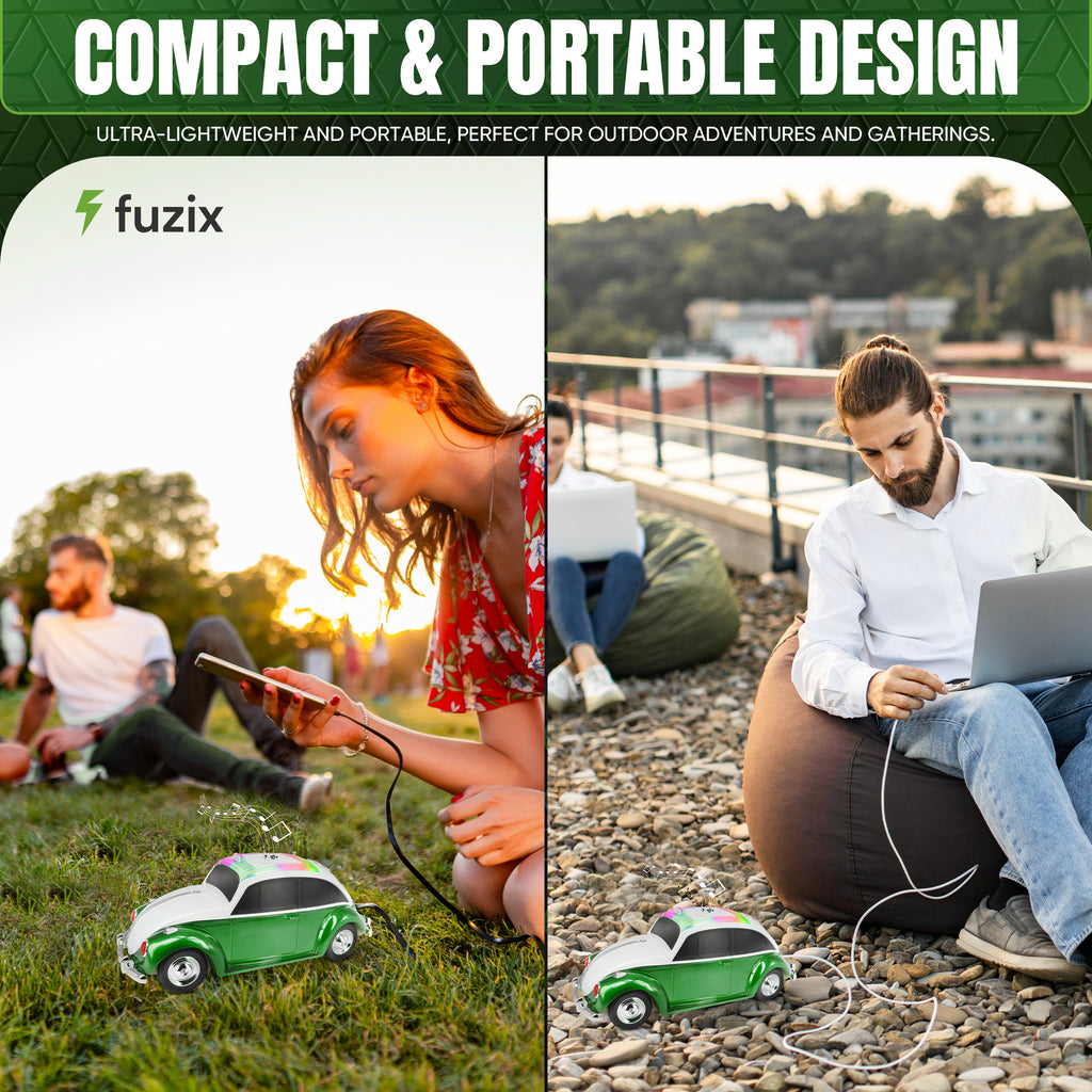 Fuzix WS-1958 Car Bluetooth Portable Speaker, Retro Car-Style Wireless Stereo Speaker with LED Headlights and Taillights, AUX/USB/TF/FM Radio Support, Rechargeable Battery, Clear and Powerful Sound Quality, Multiple Playback Modes, High-Quality Festival G