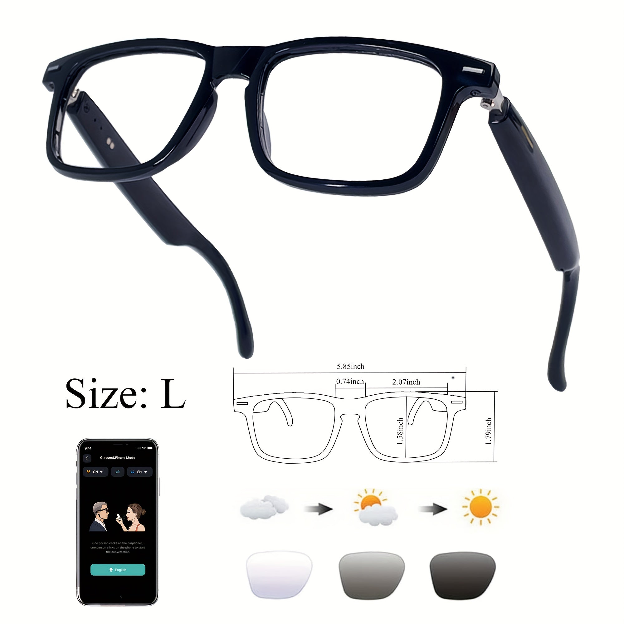 OICIIDO New AI Smart Glasses Support Real-time Translation for 160+ Languages And Video Translation. Equipped with Chat GPT System. Multifunctional Audio Glasses for Men And Women. Built-in Microphone And Speaker. HD Voice Calls And Hi-Fi Music