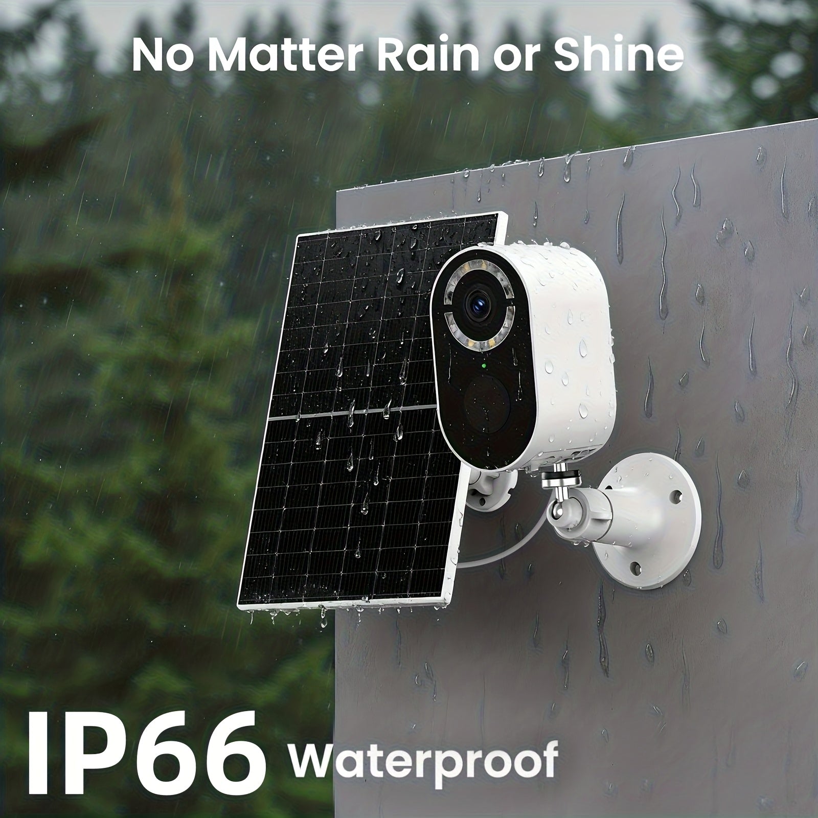 Outdoor Solar-powered Surveillance Camera, 2K High-definition Indoor/outdoor Low-power Monitoring, Waterproof, Pet/baby Surveillance Camera, 2.4G Wi-Fi, Two-way Voice Call, Human Figure Alarm Function, Color Night Vision