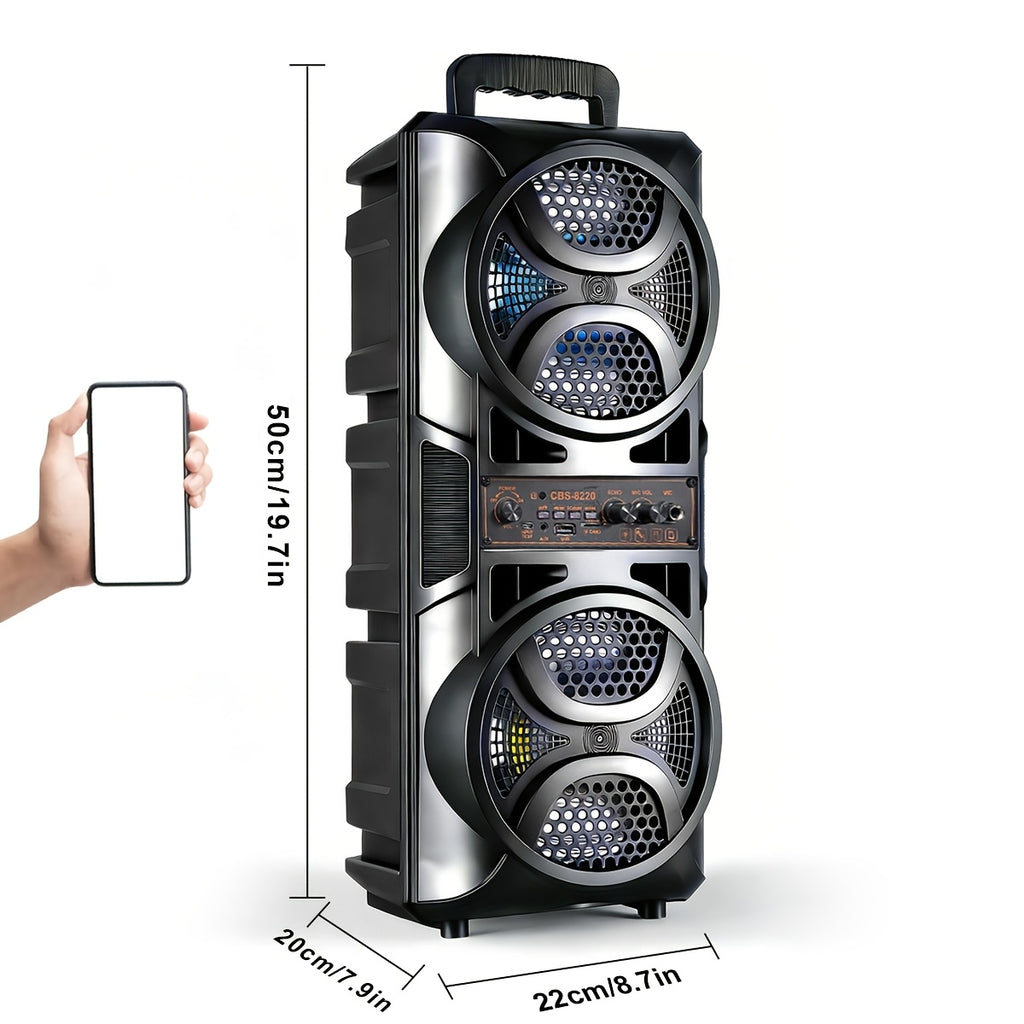 Wireless Wireless Dual Speaker Stereo Sound System Portable Subwoofer with RGB Ambience Lighting, Featuring Two Different Speaker Sizes, Excellent Sound Quality, Perfect for Family Gatherings/Party/Outdoor Camping, Home Entertainment, Trendy Audio