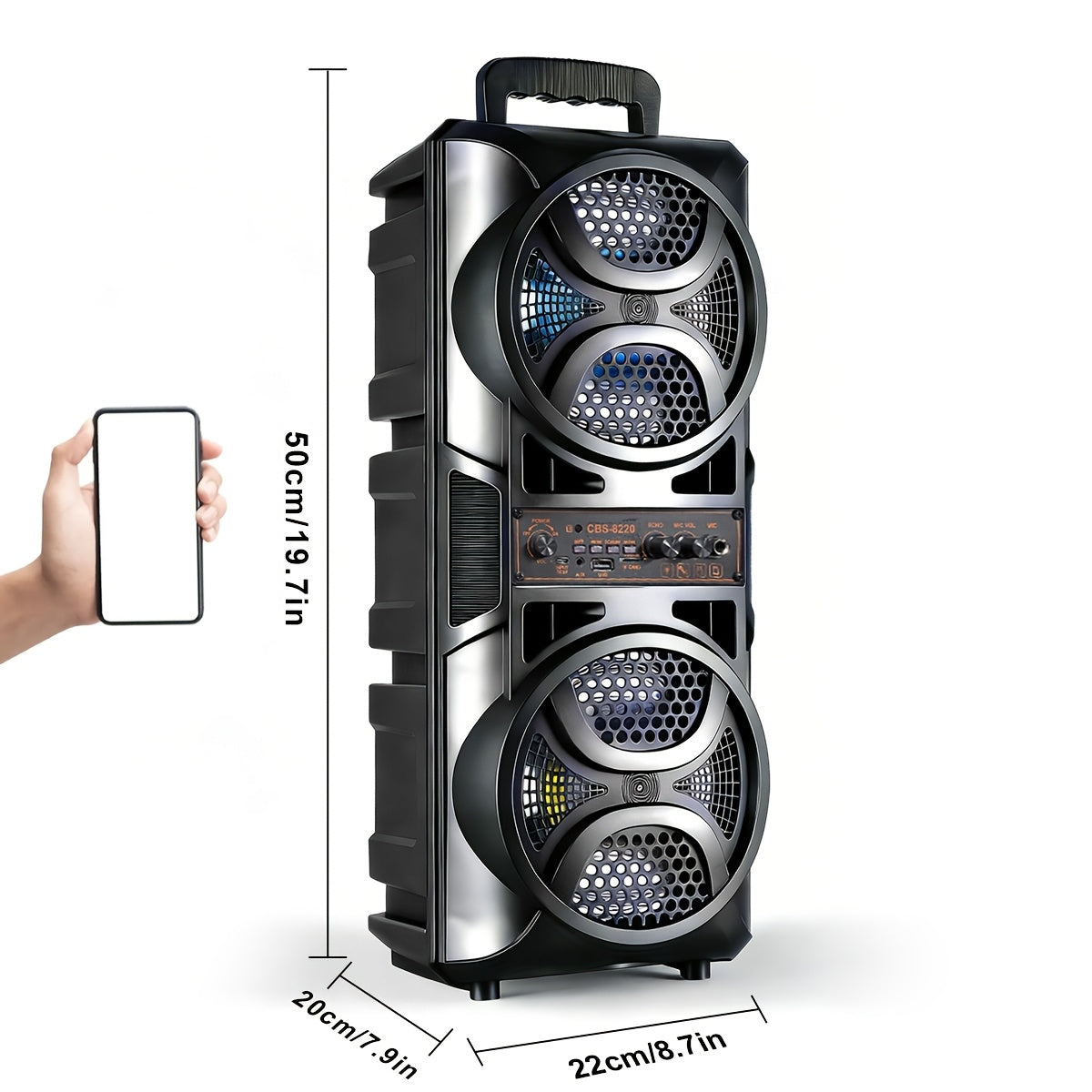 Wireless Wireless Dual Speaker Stereo Sound System Portable Subwoofer with RGB Ambience Lighting, Featuring Two Different Speaker Sizes, Excellent Sound Quality, Perfect for Family Gatherings/Party/Outdoor Camping, Home Entertainment, Trendy Audio