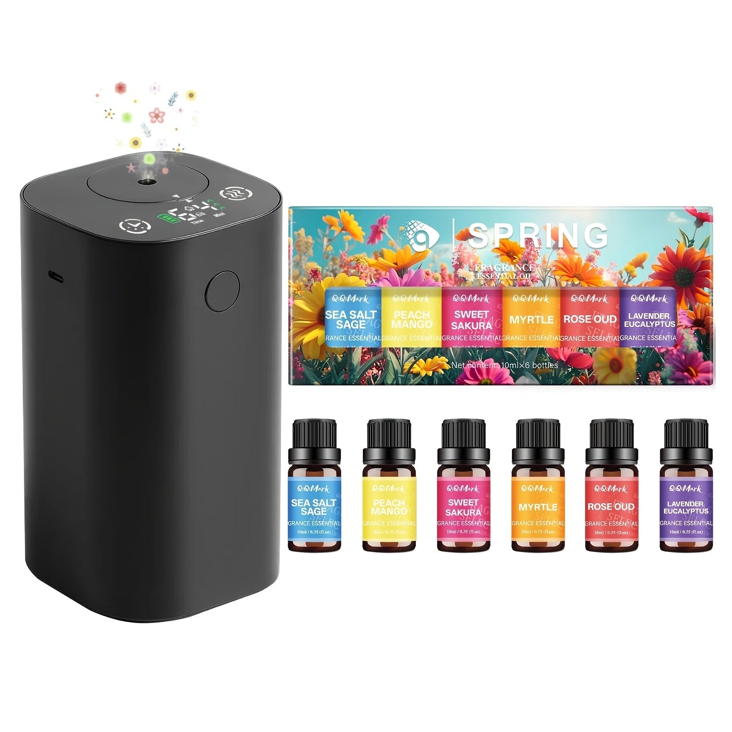 Waterless Diffuser for Essential Oil, Aromatherapy Diffusers for Home Nebulizer Air Freshener Diffuser Mini Scent Machine Battery Operated 4 Mist Level 1/2/3/4/6H Timers Auto-off for Car Bedroom Hotel