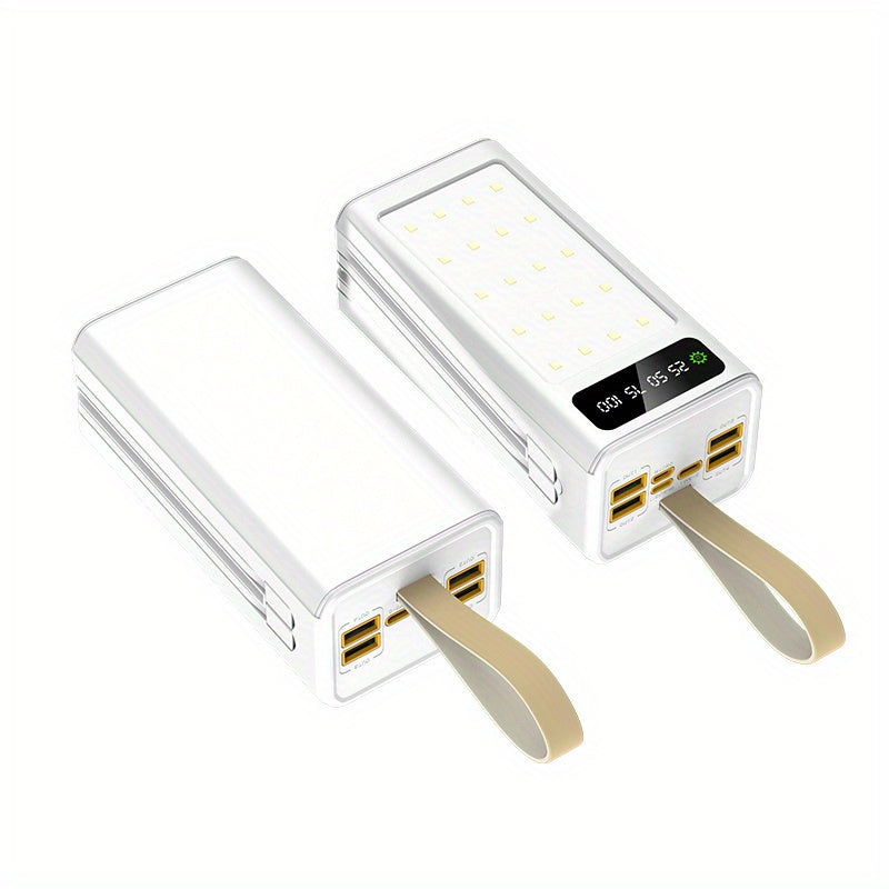 80000Mah Large Capacity PD22.5W Fast Charging Mobile Power Bank, Intelligent Digital Display And Multiple Output Ports, Comes with Four Data Cables/ Flashlight/ Lanyard, Portable Emergency Power Supply Device for Outdoor Travel/ Camping, Gift