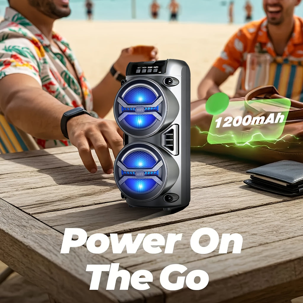 8000FM Subwoofer Outdoor Bluetooth Speaker, Portable Wireless Speaker, Built-in Rechargeable Battery, Dual Bass Drivers for Powerful Deep Bass Stereo, Supports Bluetooth/TWS/USB/AUX/TF Playback, High-volume Party Sound, Suitable for Indoor Dances
