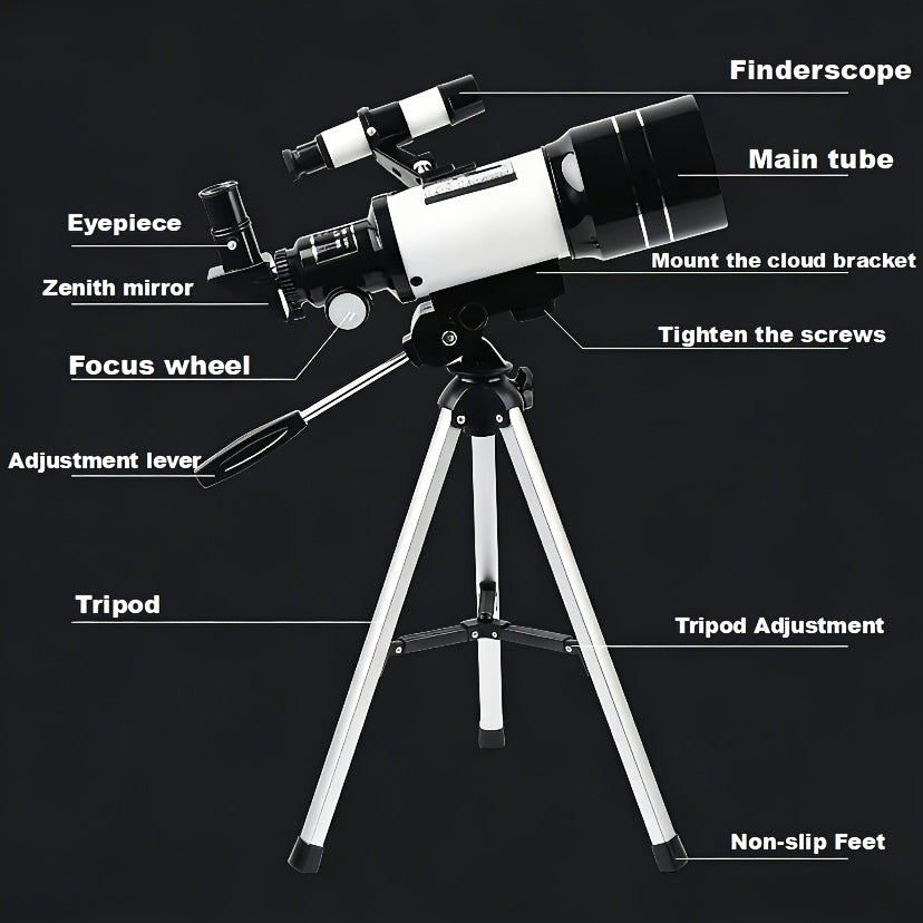150x Telescope, 70mm Aperture Telescope, High Magnification, Portable Astronomical Telescope, with Tripod, Mobile Phone Photography Available, Night Sky Star Moon Viewing, Outdoor Nature Observation Educational Gift for Space Science Lovers