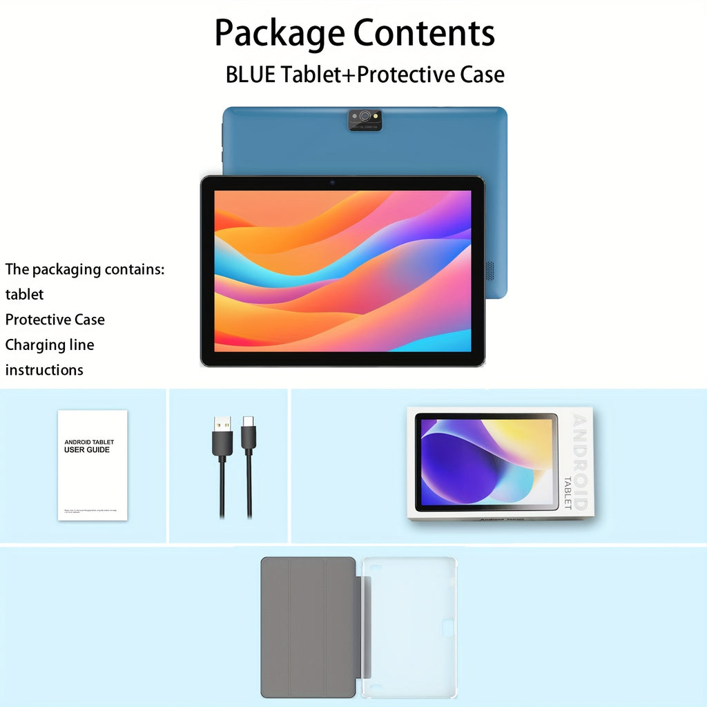 10-Inch Android 13 Tablet | Quad-Core CPU, 7GB (3+4) RAM, 64GB ROM, 1TB SD Card Expansion, 6000mAh Battery, 2MP+8MP Dual Camera, 1280x800 IPS Screen, Wi-Fi, Optional Keyboard, Mouse, Styl, Tablet, Pad, Tablet, Pad