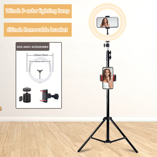 10" Ring Light with 43" Extendable Tripod Stands And Phone Holder, Dimmable LED Circle Round Light for Selfie Camera Photography/Makeup/YouTube Video/Vlogging/Live Streaming