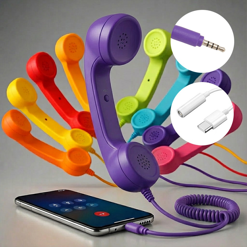 New Retro Phone Handset | Hands-Free Calling for Seniors with Clear Sound And Volume Control Button | Compatible with Smartphones, Tablets And Computers, with Optional Type-C Adapter | Available In Multiple Colors | Practical Christmas Gift