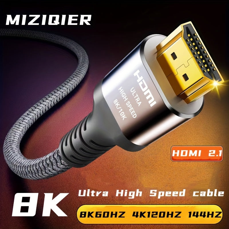 8K 10K HDTV Cable 48Gbps 3.3/6.6/10/15Ft, Ultra High Speed HDTV Cable Braided Cord-4K@120Hz 8K@60Hz, DTS:X, HDCP 2.2 & 2.3, HDR 10+ Compatible with Roku Tv/Ps5/Hdtv/Blu-Ray