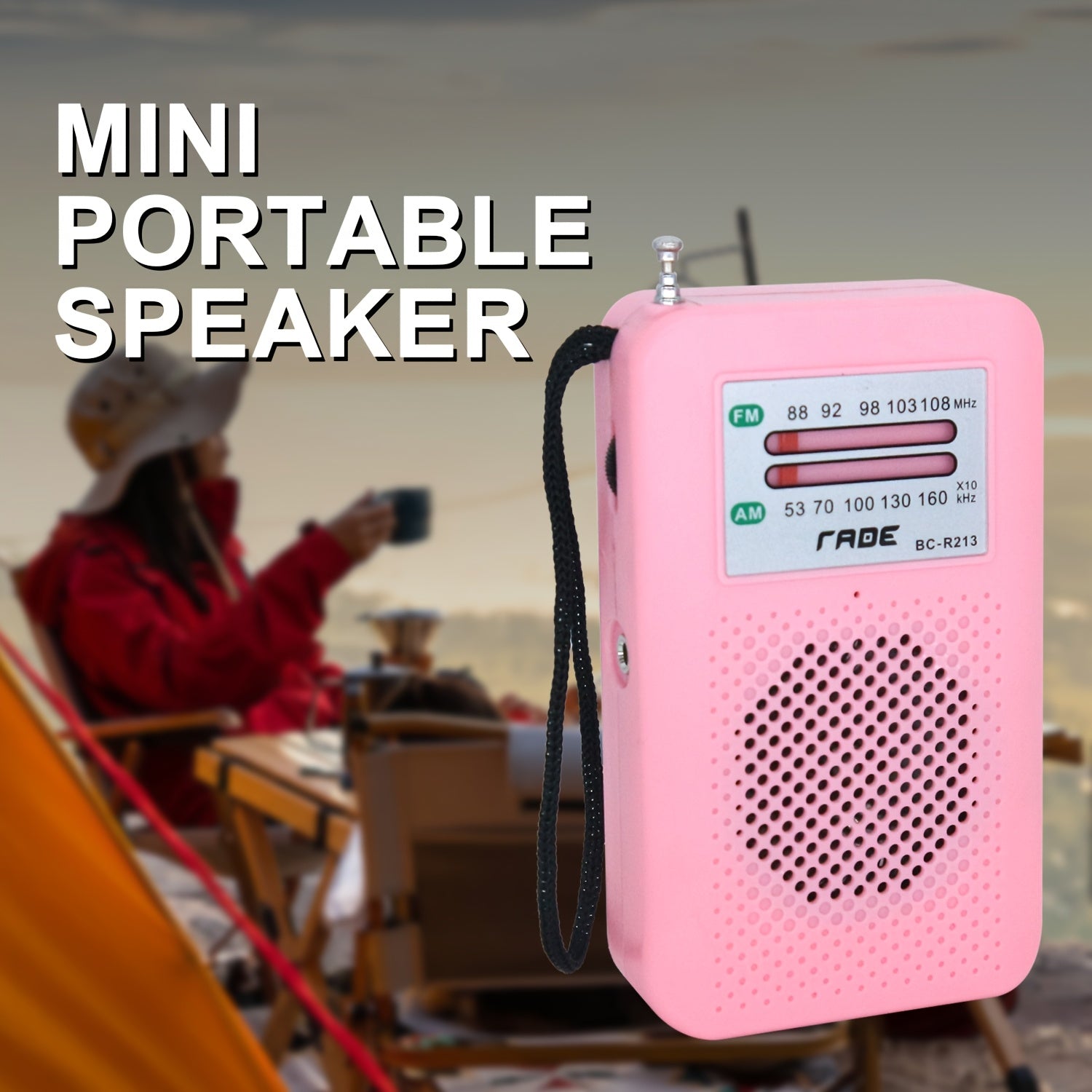 [Portable AM FM Radio] Portable AM FM Radio Speaker, Battery-Powered Handheld Radio W/Manual Tuner, Headphone Jack, Integrated Speaker, Adjustable Antenna, Durable Design And Wrist Strap