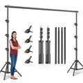10x10ft/ 8.5x10ft Heavy Duty Backdrop Stand Kit: Complete with 2 Adjustable Support Stands, 4 Crossbars, 4 Clamps And A Carry Bag. Exceptional for Photography & Video Studios And Party Decor Needs