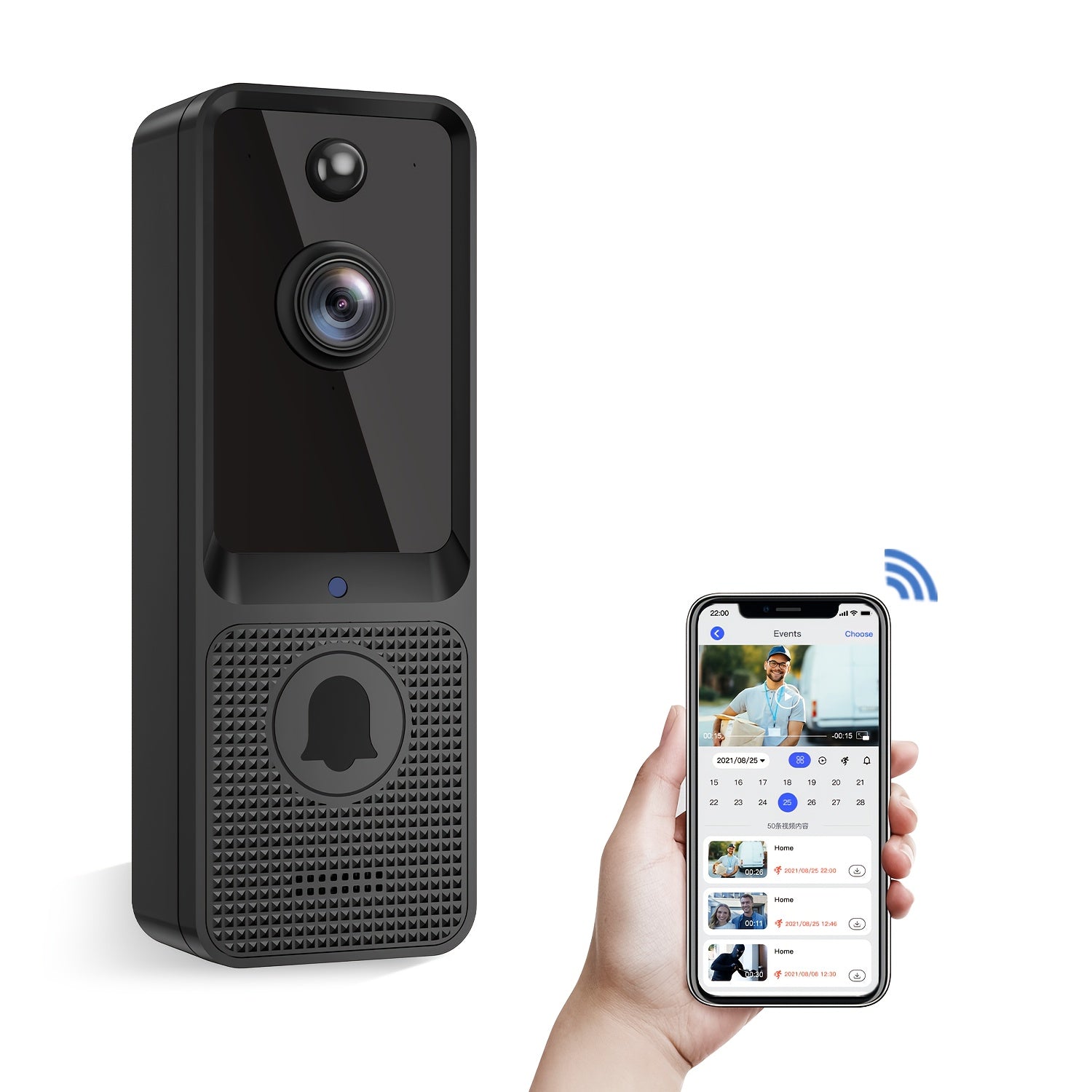 2pcs/ Smart Video Doorbell, Two-Way Voice, Real-Time Viewing, 2.4G/5G WIFI Wireless Connection, 720P Color Night Vision, AI Vehicle And Person Detection, 166° Full View Screen, 1pc Multi-Combination, No Wiring Required