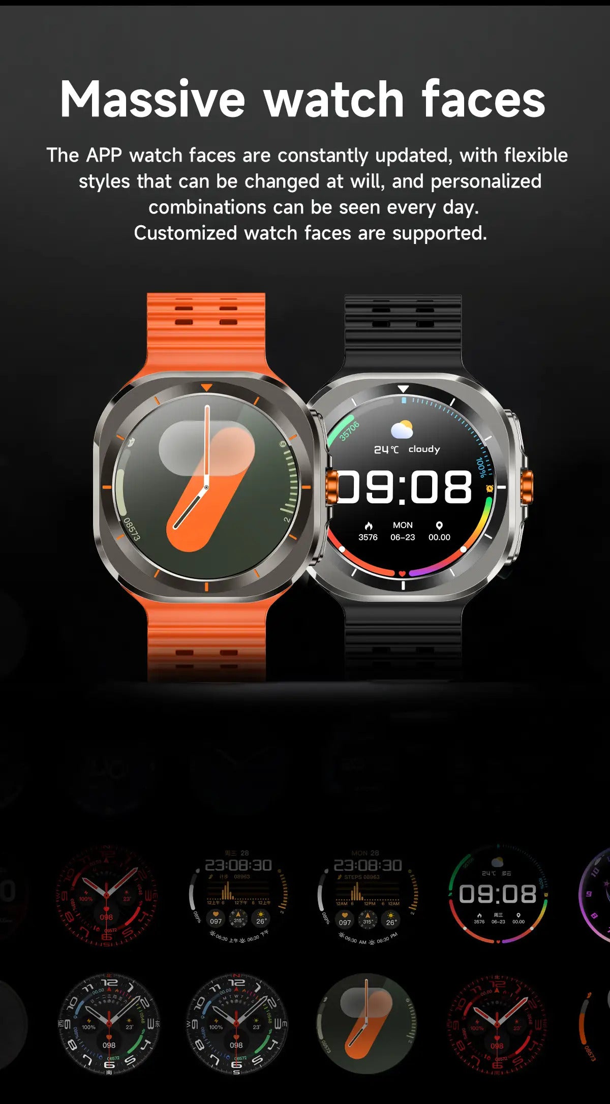 Smart Watch, Wireless Calling(Answer/Make Calls), Big Screen Watch, 100 Modes, Fitness Tracker, Wireless Charger, Voice Assistant, 2 Straps, Customizable Watch Faces, Ultra Smart Watch, Smart Watch with SIM Card, Small Smart Watch