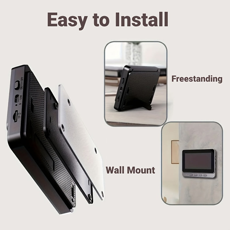 Smart Video Doorbell with Camera, Visual Doorbell Camera with 4.3-inch Display, Wide Angle, 2-Way Audio, Image & Video Recording, SD Card Local Storage, Night Vision, Battery/USB Dual Power, Rechargeable Lithium Battery, No Application, No Network