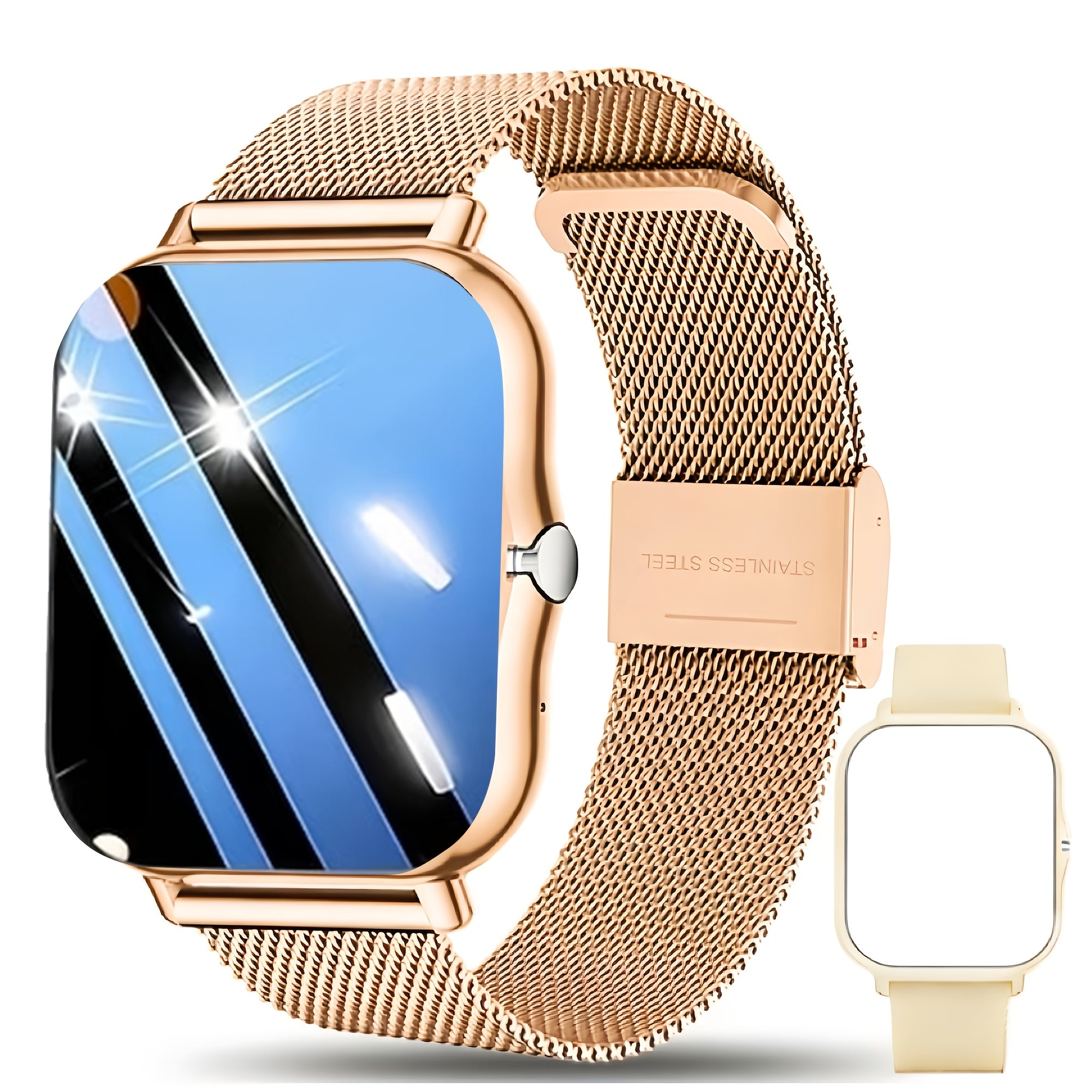 Touchscreen Smartwatch for Men And Women Wireless Calling/Message Alerts/Music Playback Multiple Sports Modes, Weather, Stopwatch, Timer, Alarm Magnetic Charging Compatible with Android And iPhone Systems Two Strap Options, Multiple Color