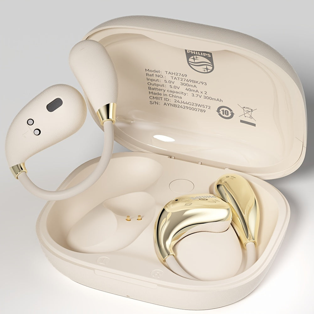 New Philips BT5. 4 Wireless Earphones Wireless Earbuds for Running Sports, Over-Ear Headphones Earphones with Earhooks, Noise Cancelling Headset Built-in Mic TAT2769