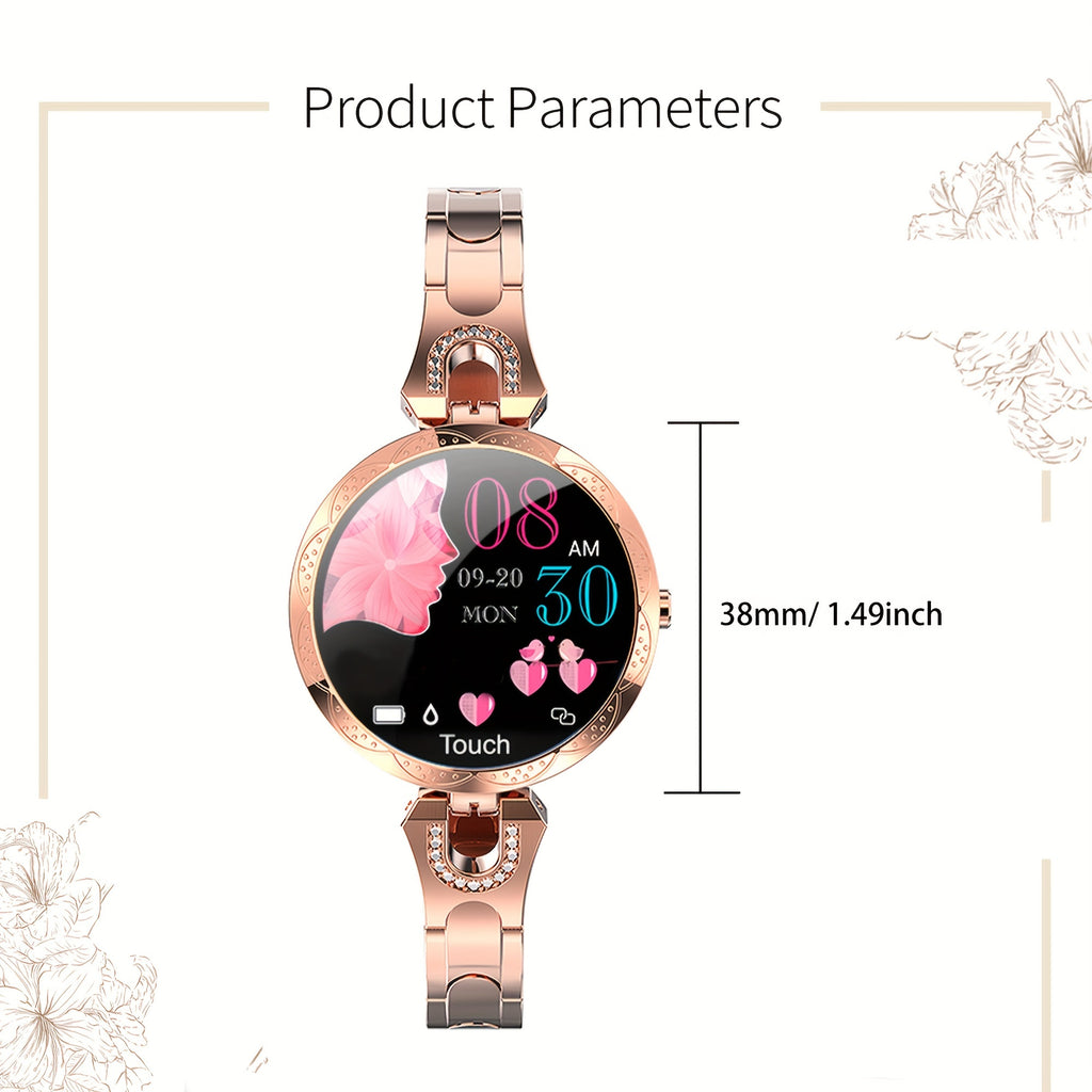2024 Stylish Diamond Smartwatch Featuring a 1.09 Inch Full Touch Display, Calling Capabilities, Over 100 Sports Modes, Step Tracker, And Calorie Tracker. A Chic Smartwatch Collection for Women Adorned with Rhinestones